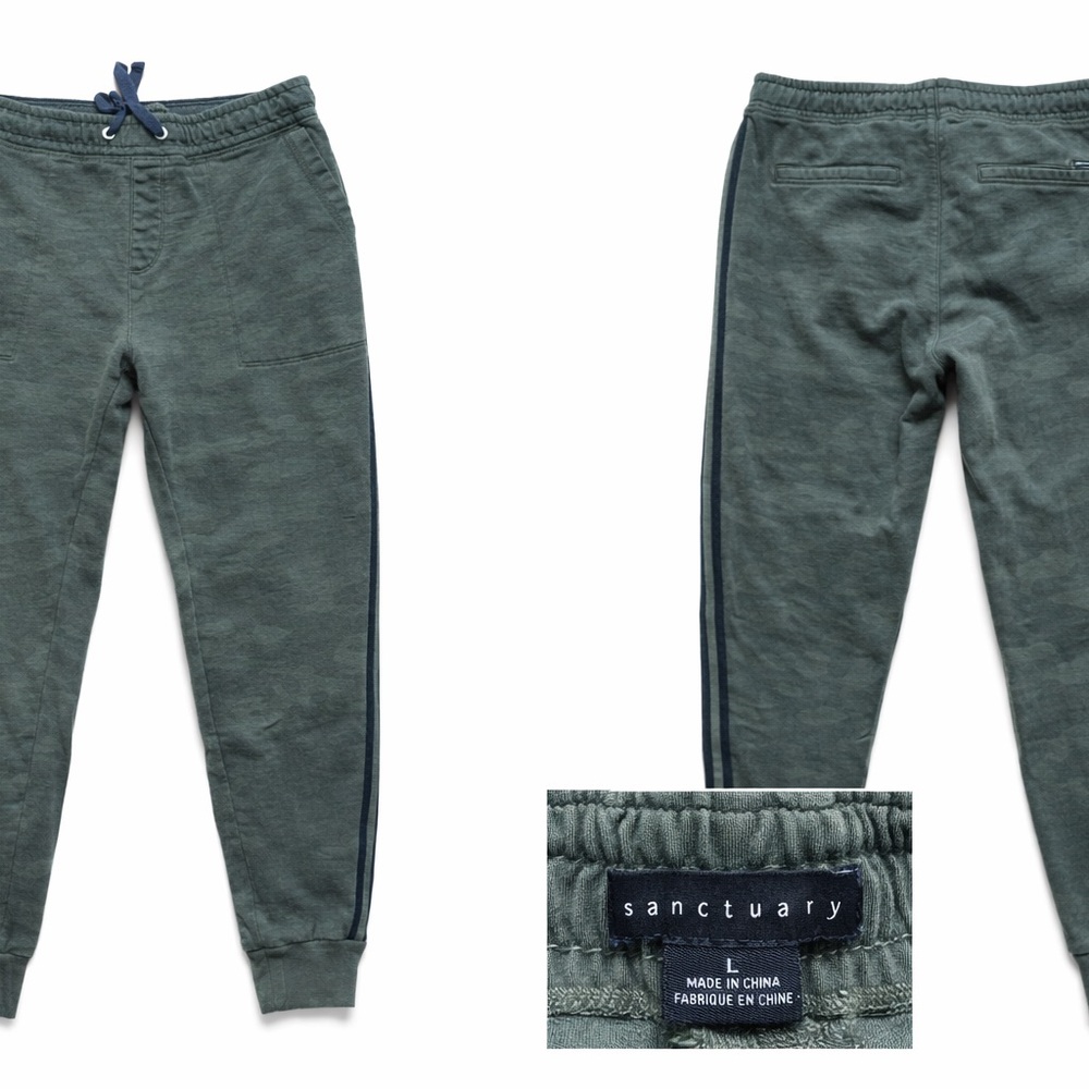Sanctuary Olive Green Joggers with Navy Accents